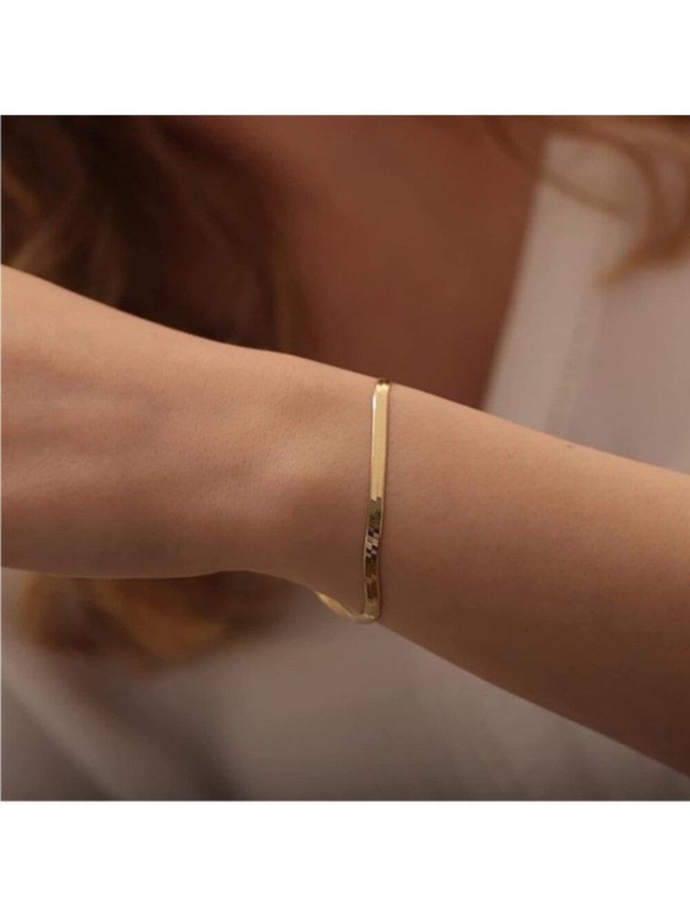 Gold 18k Gold Plated Herringbone Bracelet